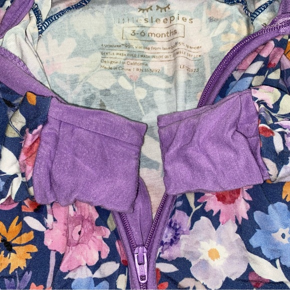🚩SOLD🚩Little Sleepies Dusk Blooms Zippy 3-6 Months - Picture 3 of 4